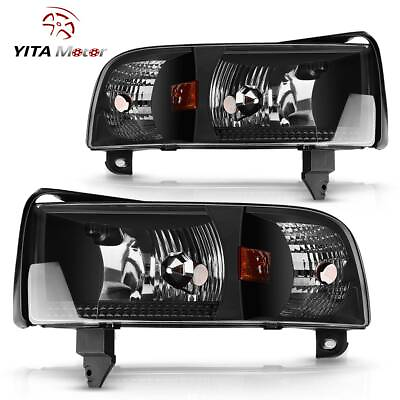 Replacement Headlights for 1994 2001 Dodge Ram 1500 2500 3500 Pickup Black Lamp $80.20