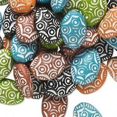 #ad Mixed Ethnic African Handcrafted Tribal Clay Puffed Oval Beads 10 pcs $11.95
