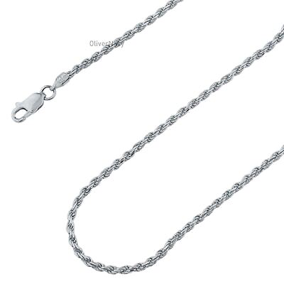 #ad Rhodium Plated Solid 925 Sterling Silver 2mm Twisted Rope Link Chain $48.50