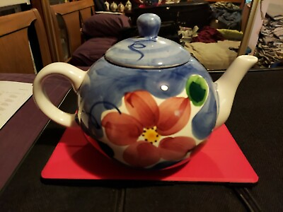 #ad Teapot 4 5 Cups Bright FLORAL Flowers New Gorgeous Nice Store Display $11.87