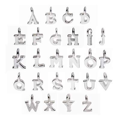 #ad Sterling Silver Alphabet Charm Pendant Letter Initial Charm Pendant Small A Z GBP 6.40