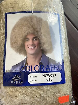 #ad Sepia Costume Color Blond Afro Synthetic Wig Halloween Costume Hair $19.00
