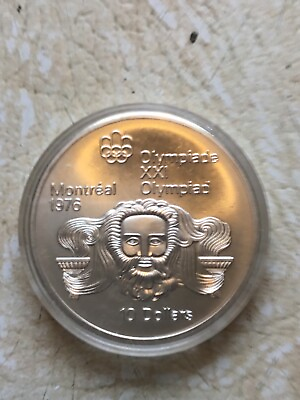 #ad 1976 Head of Zeus Montreal Olympiad 10 Dollars 1974 Coin SILVER .925 Sterling $178.39