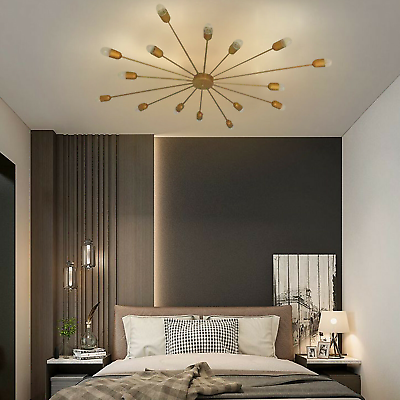 #ad Ceiling Light Creative Pendant Chandelier Golden Metal Atomic Sate Bedroom Decor $60.81