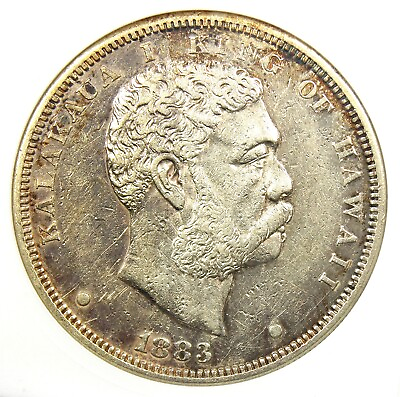 #ad 1883 Hawaii Kalakaua Dollar $1 ANACS AU Details Rare Certified Silver Coin $783.75