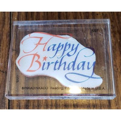 #ad Inkadinkado Happy Birthday Script Acrylic Mounted Rubber Stamp $4.99
