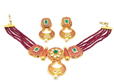 #ad Necklac setIndian Gold Plated Choker Necklace Wedding Jewelry Set For Women $10.50