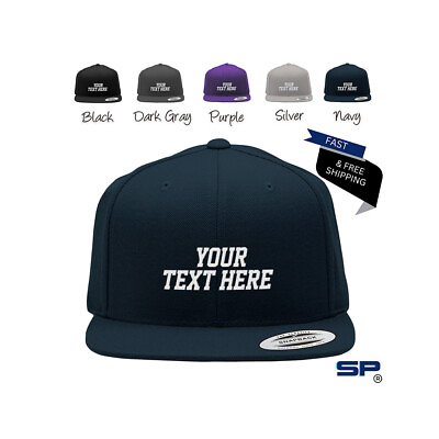 #ad Custom Embroidered Snapback Hats for Men amp; Women Flat Bill Baseball Cap $29.99