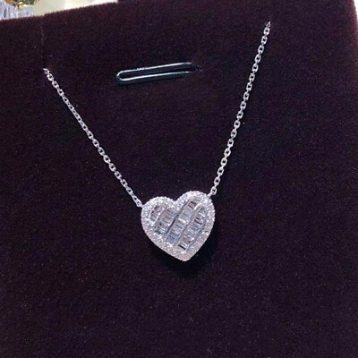 #ad Cute Women Heart 925 Silver Party Necklace Pendant Cubic Zirconia Jewelry C $3.29