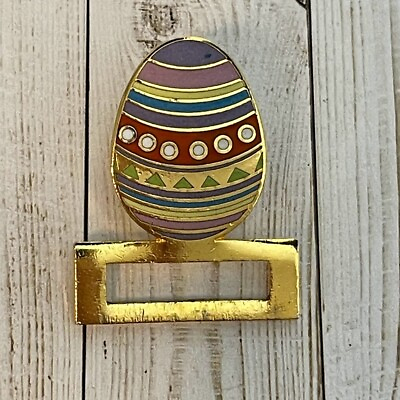 #ad Easter Egg Pastel Stripe Color Gold Tone Lapel Pin 1.5quot; For Shirt Suit Hat $13.41