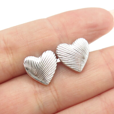 #ad 925 Sterling Silver Sunrise Heart Stud Earrings $29.95