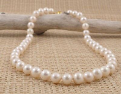#ad White Round River Pearl Necklace With Gold plated Magnetic Clasp 17#x27;#x27; GBP 78.00