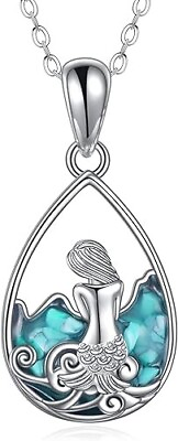 #ad 925 Sterling Silver Mermaid Pendant Necklace Jewelry Gift for Women Girl $62.99