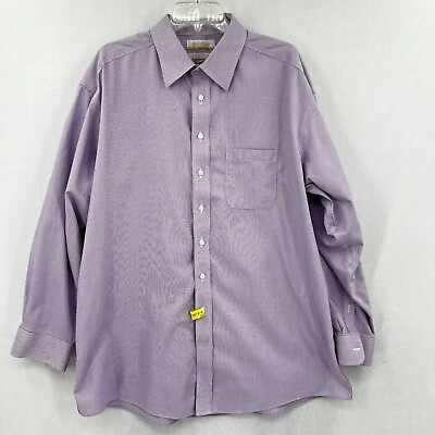 #ad Gold Label Roundtree Yorke Dress Shirt Size 17.5 35 Purple Non Iron Royal Oxford $14.56