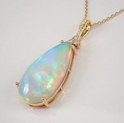 #ad 3Ct Pear Cut Simulated Fire Opal Pendant Teardrop 14K Yellow Gold Plated $139.80