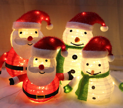 #ad Folding Cloth LED Snowman and Santa Light Up Outdoor Christmas Decoration $49.99