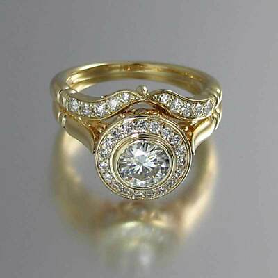 #ad Fashion Wedding Rings Set Gold Filled Round Cut Cubic Zirconia Ring Size 6 10 $7.29