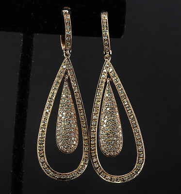 #ad Dangle Natural Diamond Earrings 14K Rose Gold Teardrop 2.60 TDW $2450.00