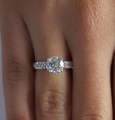 #ad 1 Ct Pave 4 Prong Round Cut Diamond Engagement Ring I1 E White Gold 18k $622.00
