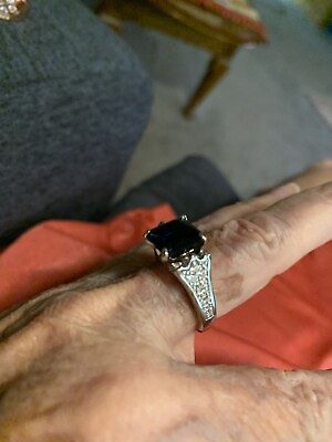 #ad Ring Sz 6.5. Dark Bevy Crystal In Gorgeous White Crystal Band. Fabulous $15.98