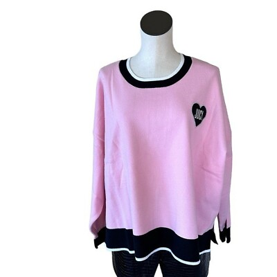 #ad NWT Women Juicy by Juicy Couture Heart Pink Black Knit Sweater Sweatshirt 3X $55.00