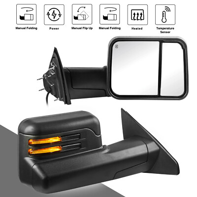 #ad Pair Tow Mirrors Flip Up Power Heated W Puddle Light For 2019 2022 Ram 1500 $229.95