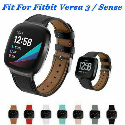 #ad Leather Watch Band For Fitbit Versa 3 Sense Replacement Classic Bracelet Strap $8.99