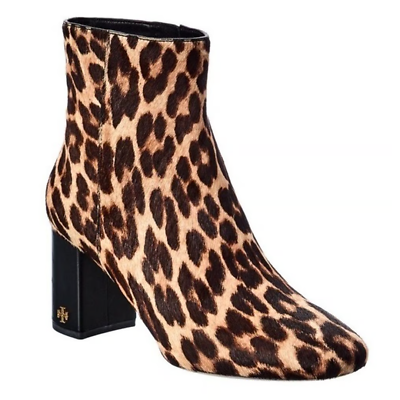#ad Tory Burch Boots Womens 7.5 Brooke Leather Calf Hair Animal Print Ankle Bootie $149.98