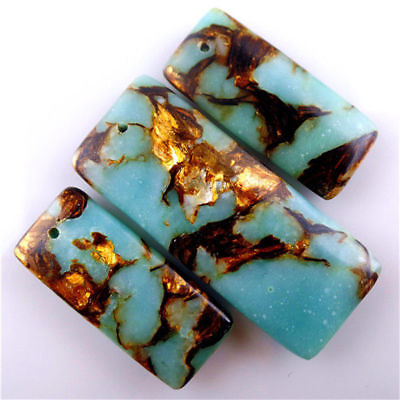 #ad Wholesale Turquoise amp; Gold Copper Bornite stone Pendant Bead for DIY 48*18*6mm $9.99