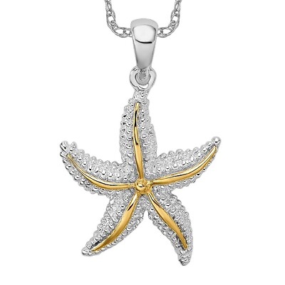 #ad 925 Sterling Silver Starfish Necklace Charm Pendant $172.00