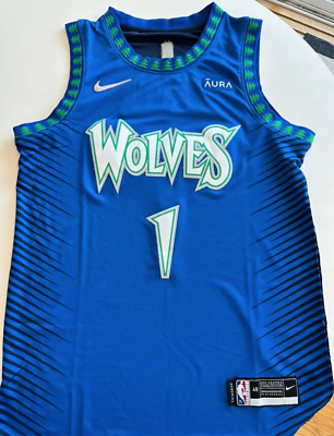 #ad #ad Anthony Edwards Retro Vintage Timberwolves Jersey Blue Replica NEW $39.99