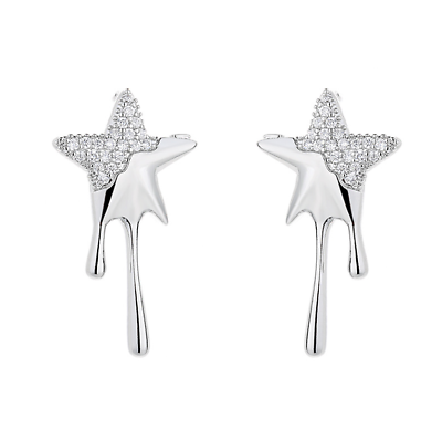 #ad Women Silver Gold Plated Micro Pave CZ Star Ear Stud Earrings PE28 $9.95