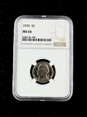 #ad 1974 Jefferson Nickel NGC MS66 5c $39.99