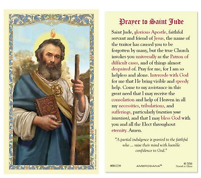 #ad Laminated St. Jude Prayer Holy Card Patron of Hopeless Causes Catholic $2.79