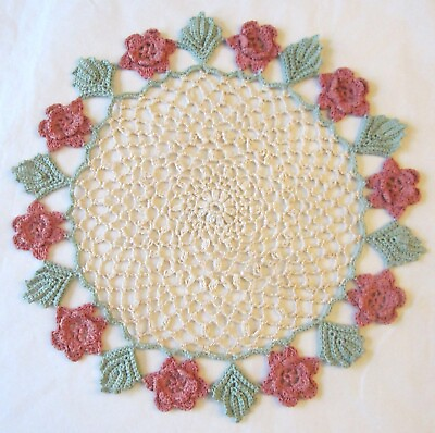 #ad Starched Rosetta 10 inch Vintage Doily $14.99