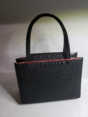 #ad Black Satin Linen box purse 90s 2000s Handbag $10.50