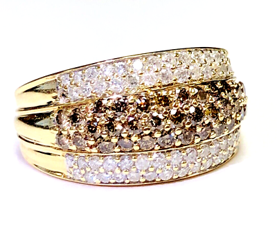#ad 14k yellow gold diamond pave band ring $893.00