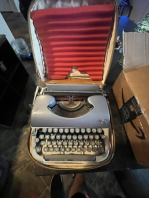 #ad Vintage AMC W. German Portable Typewriter Original Case Read Discript $119.00