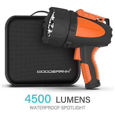 #ad GOODSMANN Rechargeable Spotlight Waterproof Flashlight 4500 Lumen Handheld Light $130.99