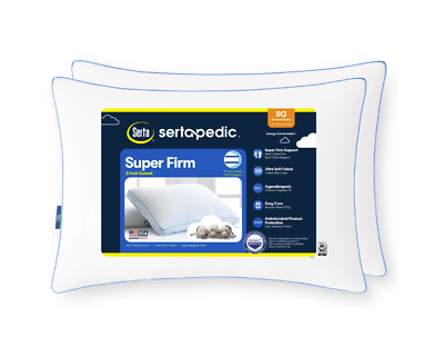 #ad 2 Pack Sertapedic Super Firm Bed Pillow Standard Queen and King Size White $20.39