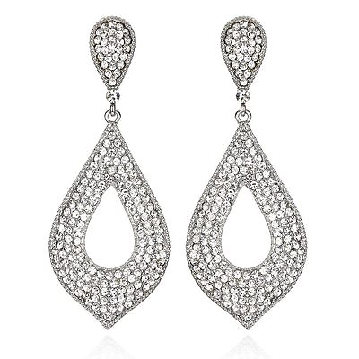 #ad #ad Open Drop Silver Austrian Crystal Rhinestone Chandelier Dangle Earring Prom E110 $8.99