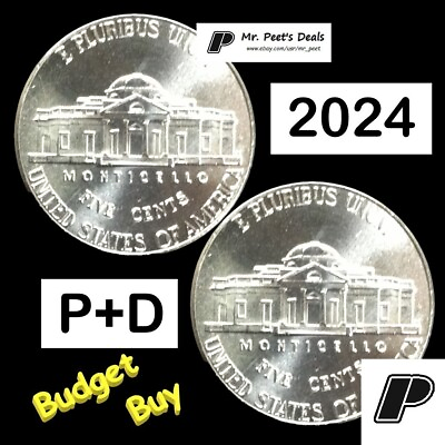 #ad 2 Coins 2024 Pamp;D Jefferson Nickels from Rolls LOW BUDGET BUY 2nds PRESALE $1.95