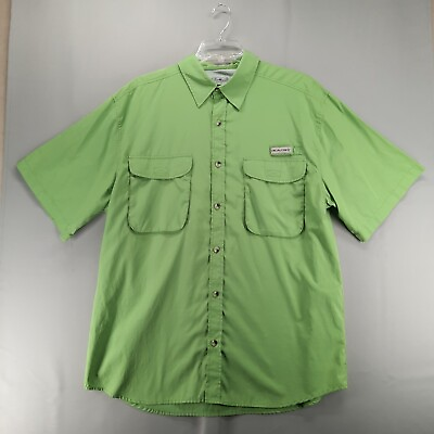 #ad Sun River Shirt Mens XL Green RealTree Fishing Short Sleeve Pockets Button Up $14.83