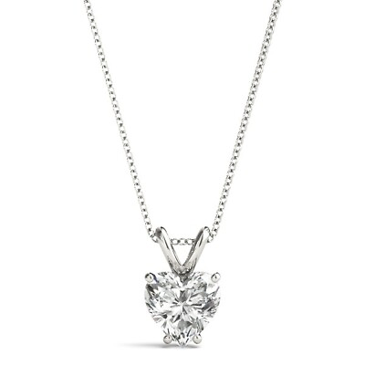 #ad Heart Pendant Diamond Necklace VS1 F 2 CT Lab created 14K White Gold BDay Gift $1969.99