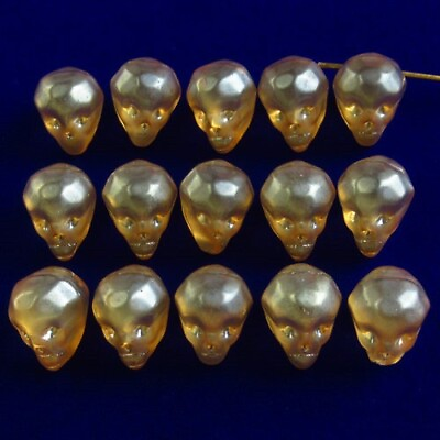 #ad 15Pcs Orange Titanium crystal Skull Pendant Bead SFH23311 $9.35