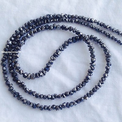 #ad 20 Ct Genuine Fancy Black Color Raw Rough Loose Diamond Beads 16quot; Strand Chain $60.70