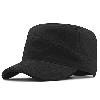 #ad XXL 62 65cm Oversize Wool Army CapWinter Warm Flat Top CapMilitary Running Hat $15.99