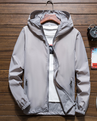 #ad Men‘S Lightweight Windbreaker Hooded Waterproof Rain Jacket Breathable Outwear $13.64