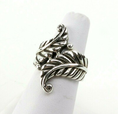 #ad 925 Sterling Silver Ring Leaf Wrap Design Leaves Sizes 5.5 6.5 12.5 13.5 $54.99