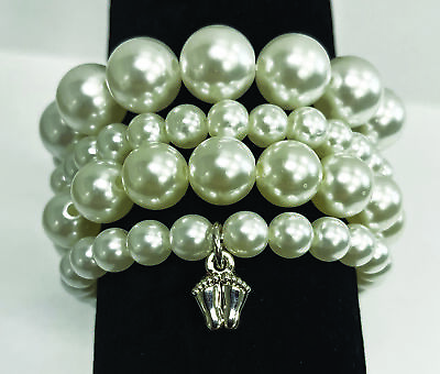 #ad Pearl Bracelet Four Strand with Precious Feet Pro Life Awareness Bracelet $23.00